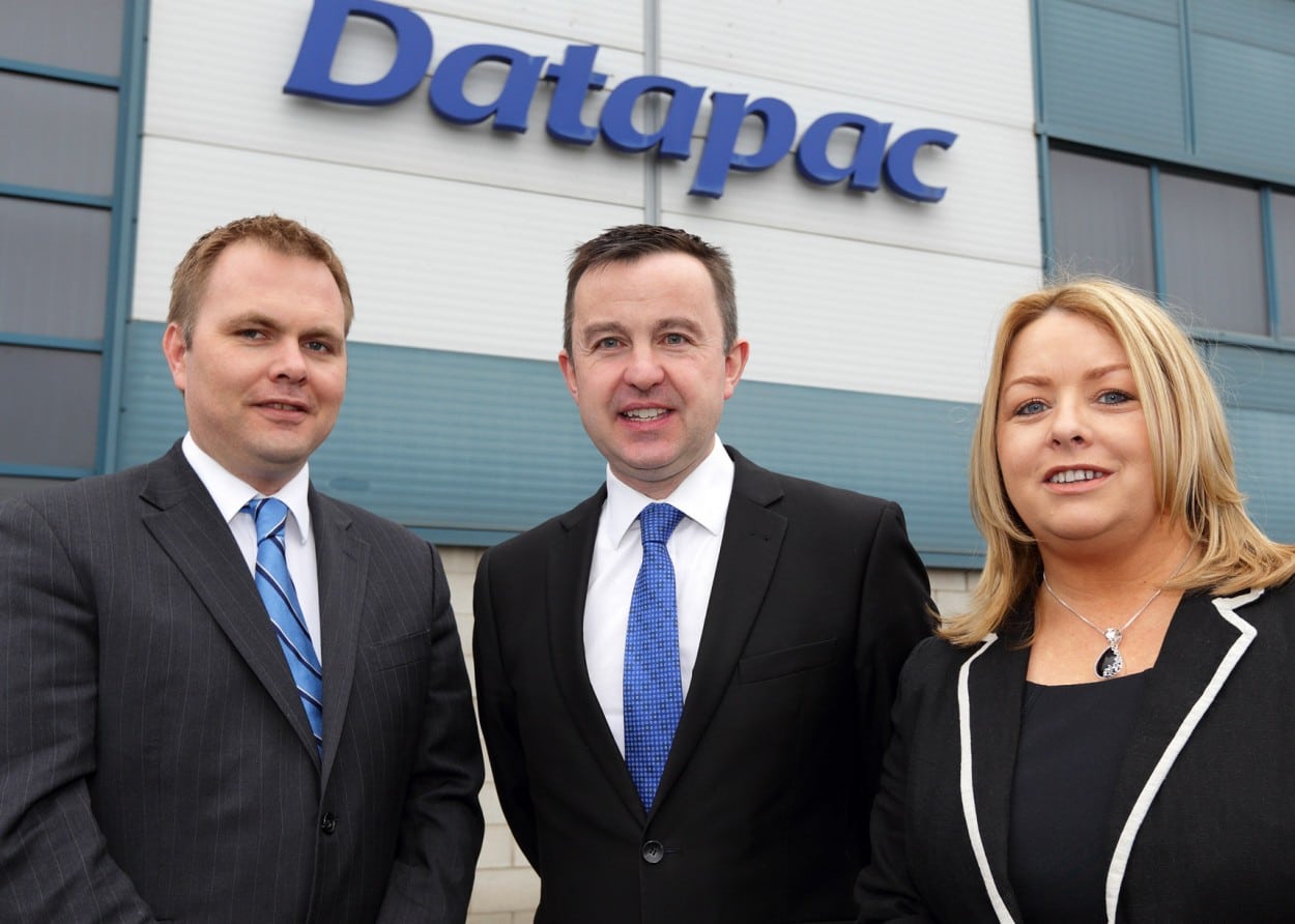 Pictured left to right are Patrick Kickham, Director, Datapac, Brian Hayes T.D., Minister of State at the Department of Public Expenditure and Reform with special responsibility for the Office of Government Procurement (OGP) & Clara Quigley, Sales Manager, Datapac.