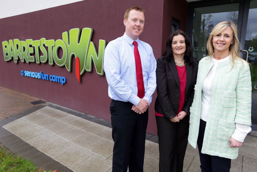 Datapac's Karen O'Connor with staff at Barretstown